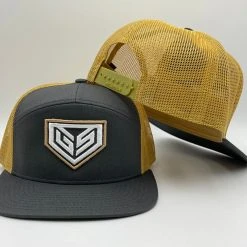 GS Sports Crest 7 Panel Snapback Hat - Charcoal / Gold