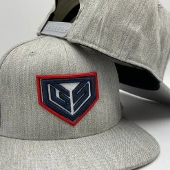 GS Sports Crest 110C Flatbill Snapback - Heather Grey With Navy Red