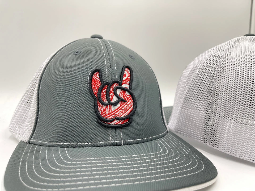 GS Sports Rock On 404M Hat - Charcoal / White With Red HEADWEAR 2 GS Sports Rock On 404M Hat - Charcoal / White With Red HEADWEAR