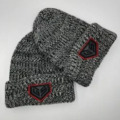 GS Sports Crest Chunky Knit Beanie - Black Heather With Red Logo HEADWEAR