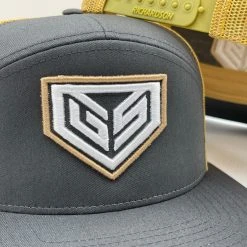 GS Sports Crest 7 Panel Snapback Hat - Charcoal / Gold