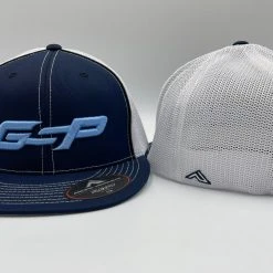 GS Sports GSP 4D5 Flatbill Hat - Navy / White With GSP Baby Blue