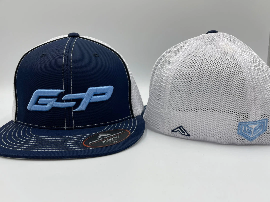 GS Sports GSP 4D5 Flatbill Hat - Navy / White With GSP Baby Blue 1 GS Sports GSP 4D5 Flatbill Hat - Navy / White With GSP Baby Blue