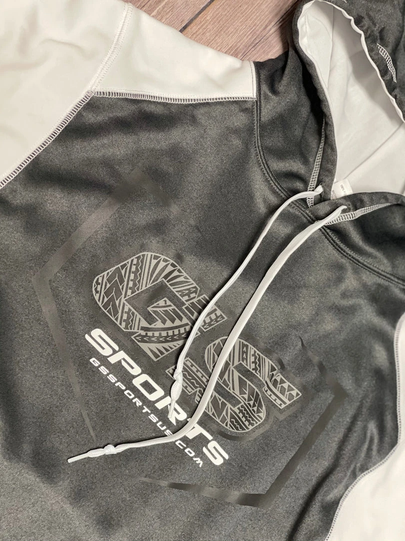 APPAREL GS Sports Polynesian Shield Hoodie - Charcoal / White 2 APPAREL GS Sports Polynesian Shield Hoodie - Charcoal / White