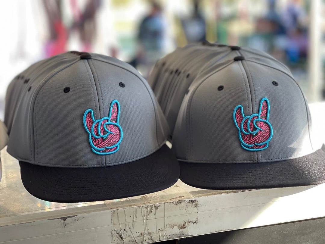 GS Sports GSP Rock On Tribal PTS20 Hat - Charcoal / Black With Cyan/Pink 1 GS Sports GSP Rock On Tribal PTS20 Hat - Charcoal / Black With Cyan/Pink