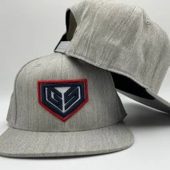 GS Sports Crest 110C Flatbill Snapback - Heather Grey With Navy Red