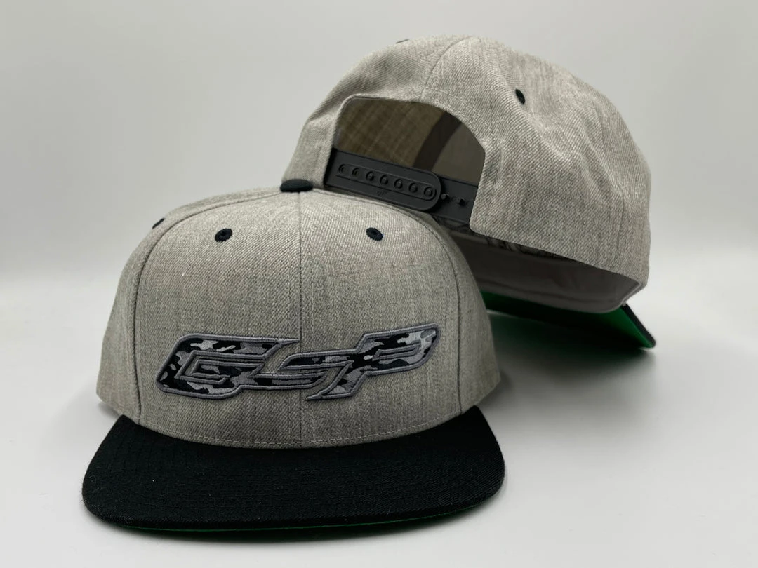 GS Sports HEADWEAR GSP Black Camo Flatbill Snapback Hat - Heather/Black 1 GS Sports HEADWEAR GSP Black Camo Flatbill Snapback Hat - Heather/Black